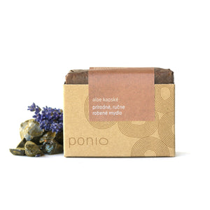 handmade natural soap with aloe ferox resin and lavender essential oil